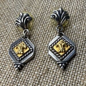 Brighton‎ Fleur De Lis Drop Two Tone Drop Earrings
